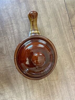 Glazed Brown Ceramic Skillet Pan with Handle - Home Kitchen Cookware